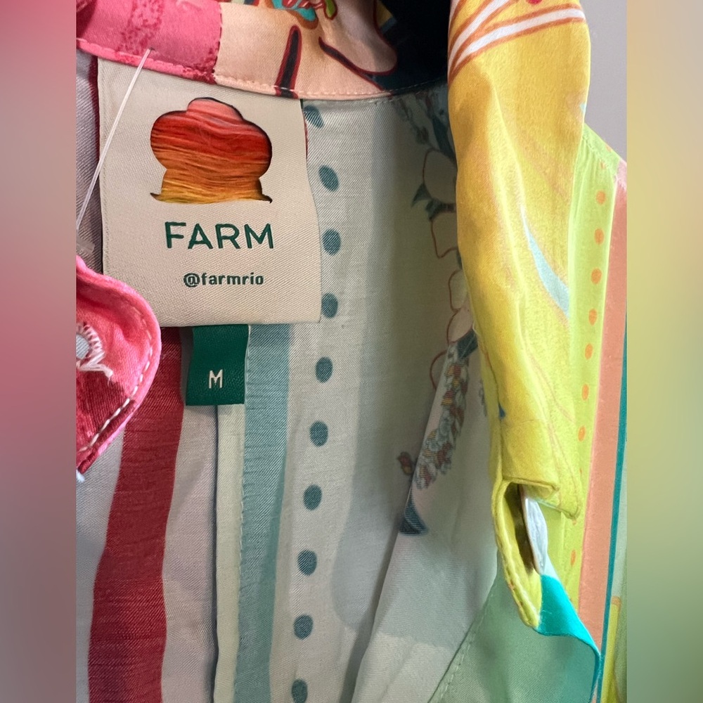 FARM Rio Multicolor Floral Patchwork Button-Down … - image 3